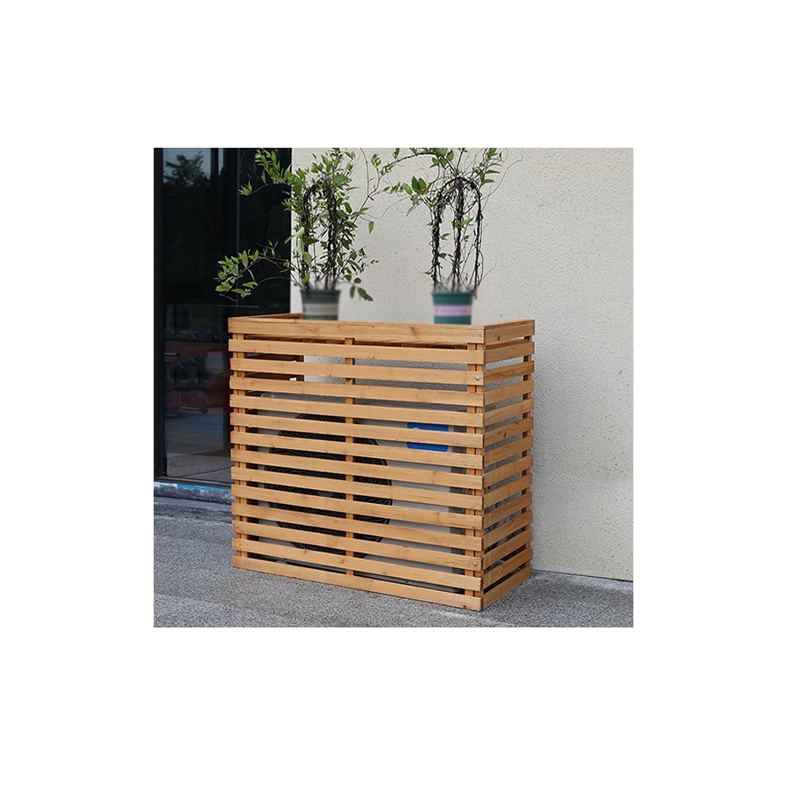 MESCXTY Wooden Air Conditioning Cover Hid Conditioner Rack Trash Can Enclosure Flower Stand Solid Wood Outdoor Outer Rack(Wood,85 * 35 80CM)