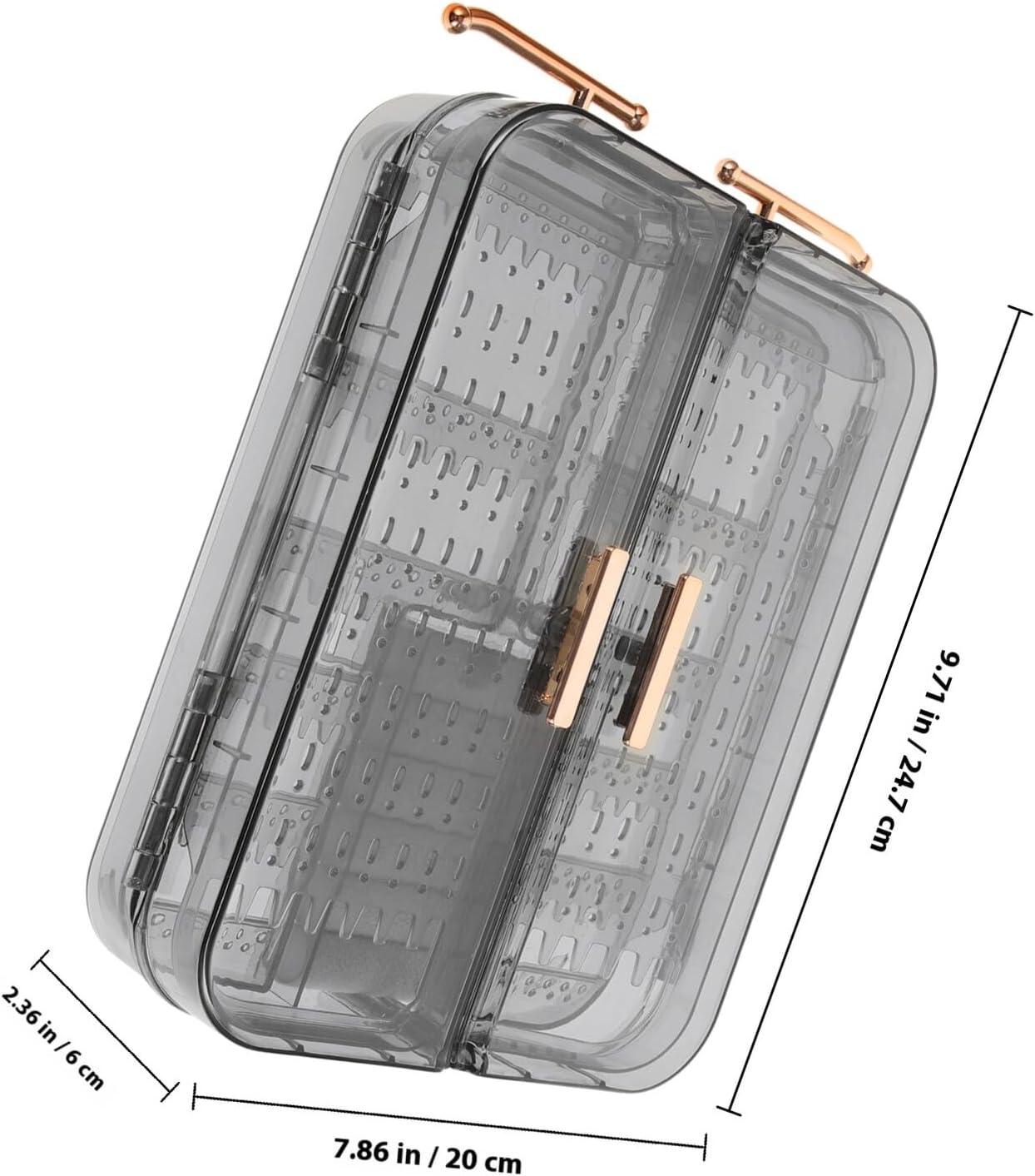 Gatuida Wall Hanging Jewelry Organizer Earring Holder Plastic Display Rack with Floating Shelf, Black-grey Earring Storage for Bedroom Accessory Organization