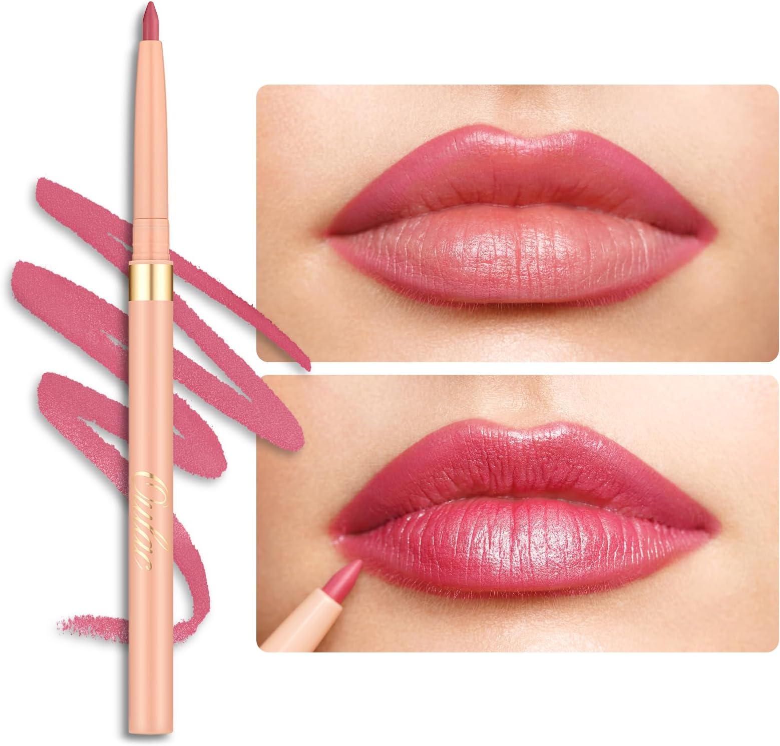 OULAC Matte Pink Lip Liner, Waterproof Lipliner Pencil Lasts 24H +, Highly Pigmented, Smooth Formula, Contour Your Lips, Vegan & Cruelty Free (04) Pink Treat