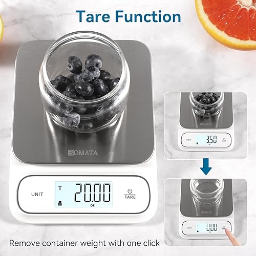 Miniatura 7 de BOMATA Báscula de cocina impermeable IPX6, 0.1 g0.01 oz de alta precisión, 11.0 lbs11 libras, báscula digital con luz de fondo, plataforma de pesaje