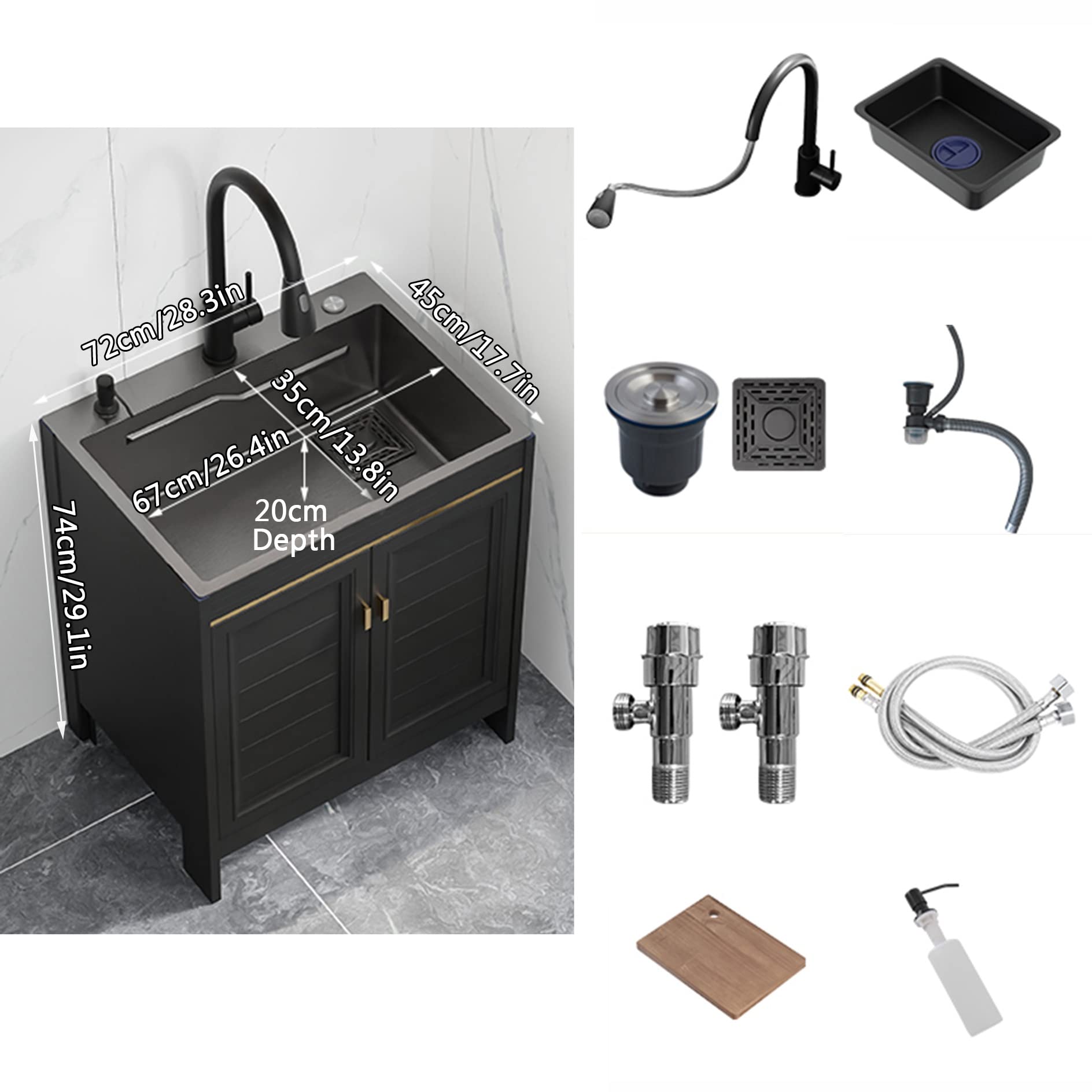Spülschrank Küchenspüle Unterschrank Edelstahl Waschbecken Set Spüle Freistehende Spültisch Gastro 1 Becken Spültisch Gewerbliche Spülbecken Wirtschaftliche Senke mit Schrank für Außen Innen Küche ( C Baumarkt