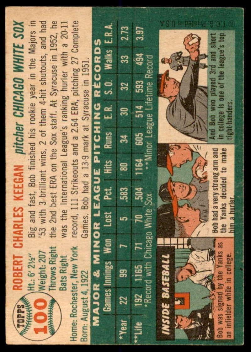 Bob Keegan Card 1954 Topps #100 - Slabbed Baseball Cards