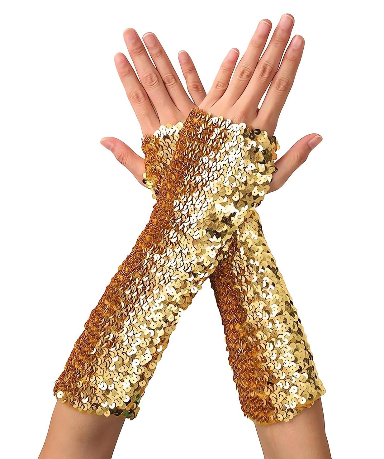 Sequin Gloves for Women Stage Performance, Long Sparkly Fingerless Sequins Gloves, Elastic Shiny Dance Gloves for for Masquerade Party, Rave, Halloween, Cosplay, Accessories, Opera Performances