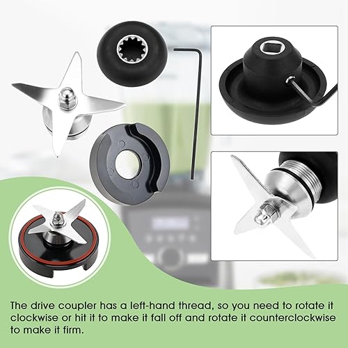 Miniatura 3 de Mezclador de 4 cuchillos con tuerca de retención, enchufe de accionamiento, llave, kit de reparación de herramientas de extracción, pieza de