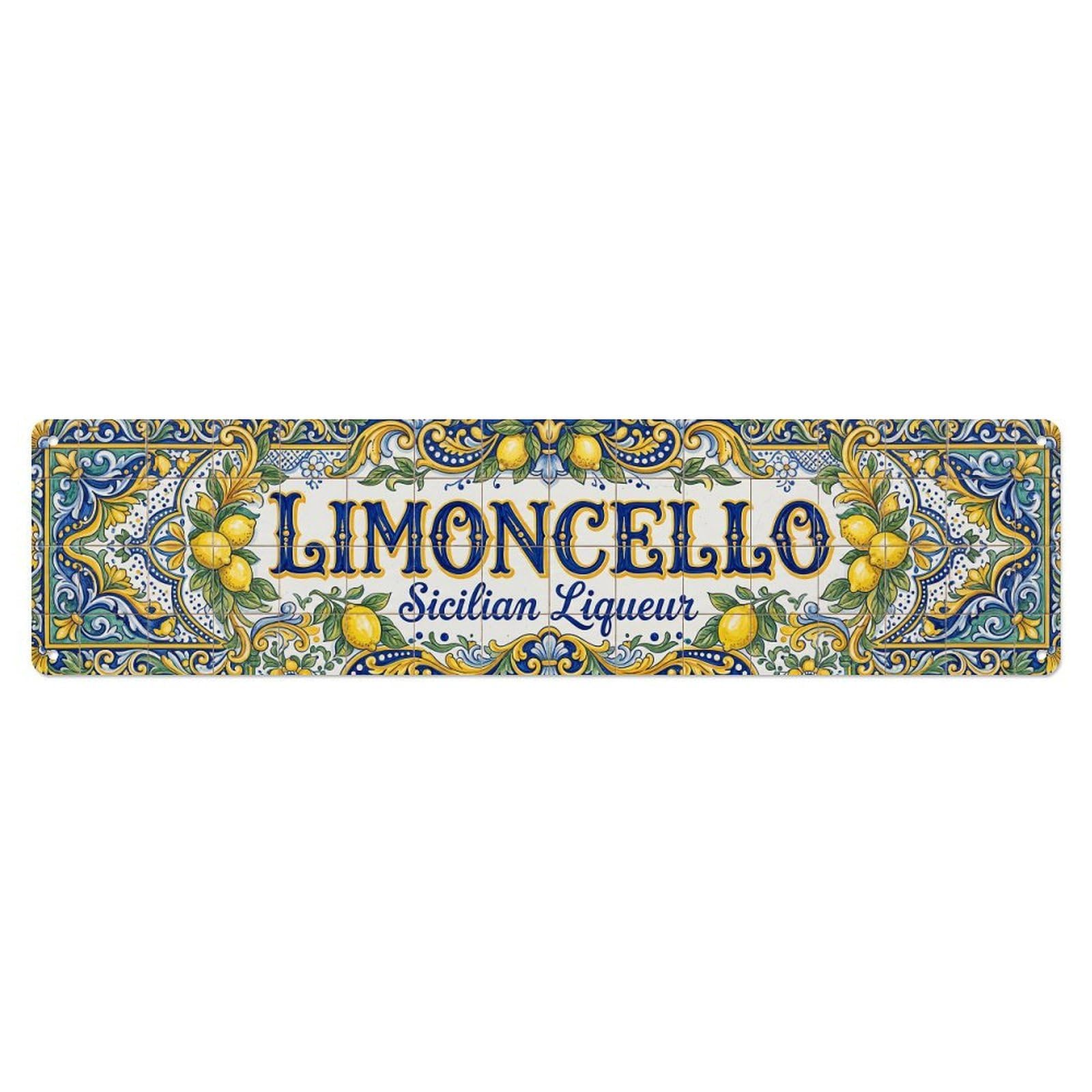 Vintage Limoncello Sicilian Lemon Liqueur Metal Tin Sign Plaque Wall Decor for Cafe, Club, Garden Metal Poster 4x16Inch