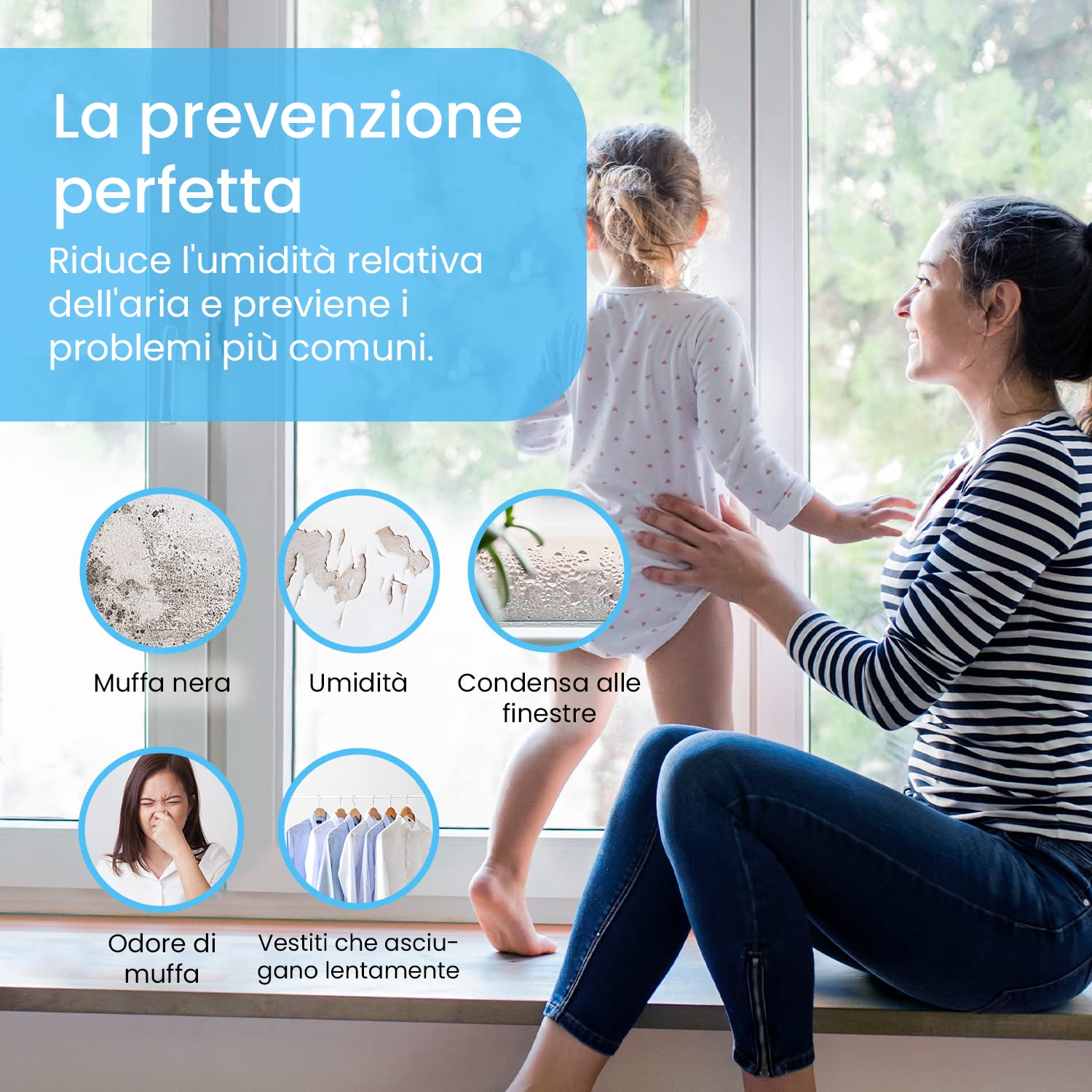 Pro Breeze Mini Deumidificatore Portatile da 1500ml per Umidità e Muffa in Casa, Cucina, Camera da Letto, Roulotte, Ufficio e Garage