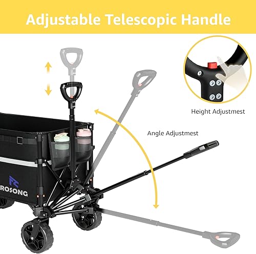 Miniatura 5 de ROSONG Carro plegable con ruedas plegable  Carros plegables resistentes para comestibles, playa, deportes, jardín, compras, camping, carretillas