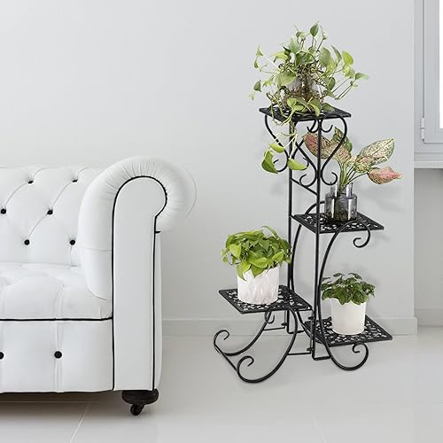Miniatura 2 de Estante de soporte para plantas, 4 macetas para interiores y exteriores, soporte múltiple para estantes, exhibición de macetas para patio, jardín,