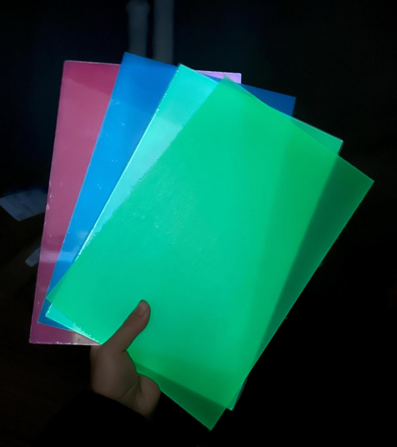 TOEPODO 1/8 Fluorescent Cast Acrylic Sheets Glow in Dark Plexiglass Sheet Panels for Laser Cutting Neon Sign Craft Art Design Festival Decor (12x12 Inch,Neon Green,3 Pack)
