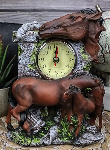 Miniatura 8 de Ebros Gift Rústico Castaño Castaño Salvaje Caballo Yegua Semental y potro Familia Escritorio Escritorio Estatuilla Rústica Vida Silvestre Occidental