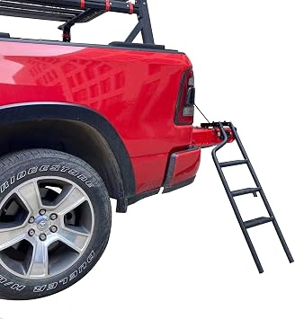 Generic TZD Tailgate Ladder Foldable Pickup Truck Tailgate Ladder Set Aluminum Alloy Universal Accessories for Truck Easy Install Safe and Convenient 45 in