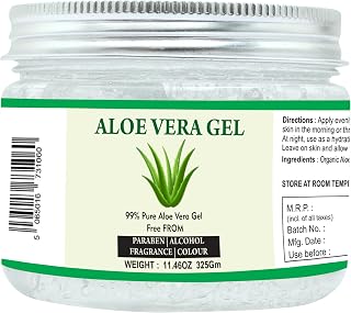 Raslok 99% Pure Aloe Vera Gel - Natural Non-Sticky Moisturizer for Face, Skin & Hair Care - Hydrating Soothing 11.46 oz