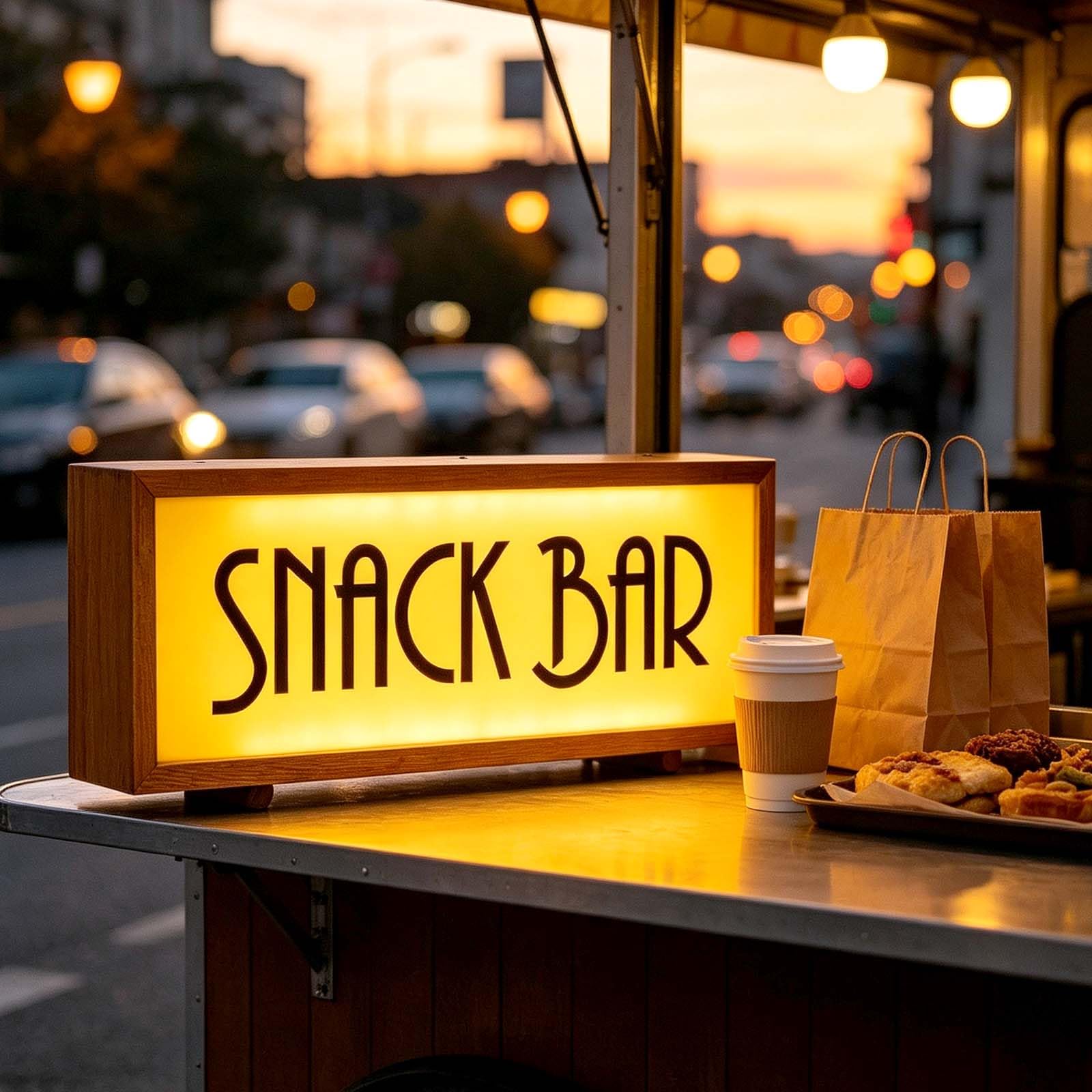Insegna Luminosa a LED al Neon per Snack Bar, Telecomando, dimmerabile, alimentata Tramite USB, da Tavolo o da Parete, Ideale per Negozi di Dolci, Cinema, Fast Food, Bar e decorazi