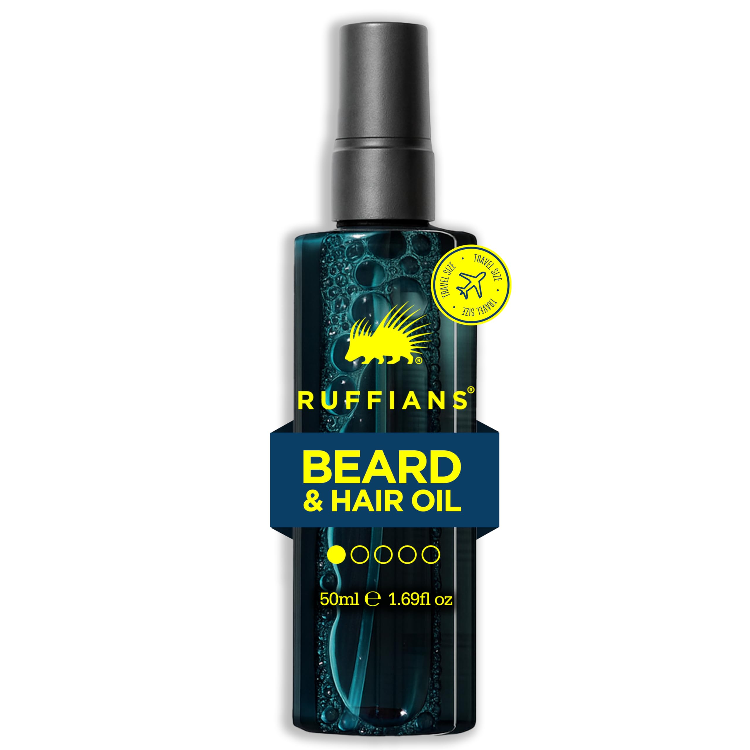 Ruffians Beard & Hair Oil (1.7 Oz Fl / 50 ML) Omega-Rich Nourishing Hair Oil Spray, Nourishing, Smooth Finish, for Beards and Dry Hair, Leave-In Hair Oil, Weightless Hair Oil Mist