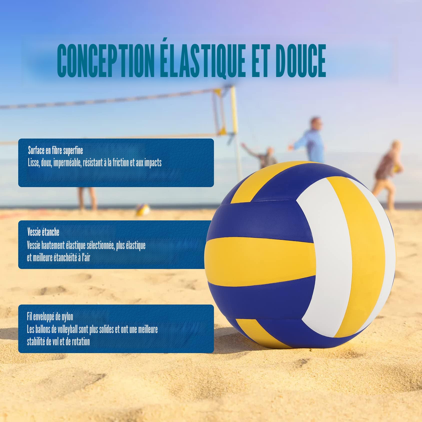 Ballon de beach volley Soft Touch officiel taille 5 pour jeux