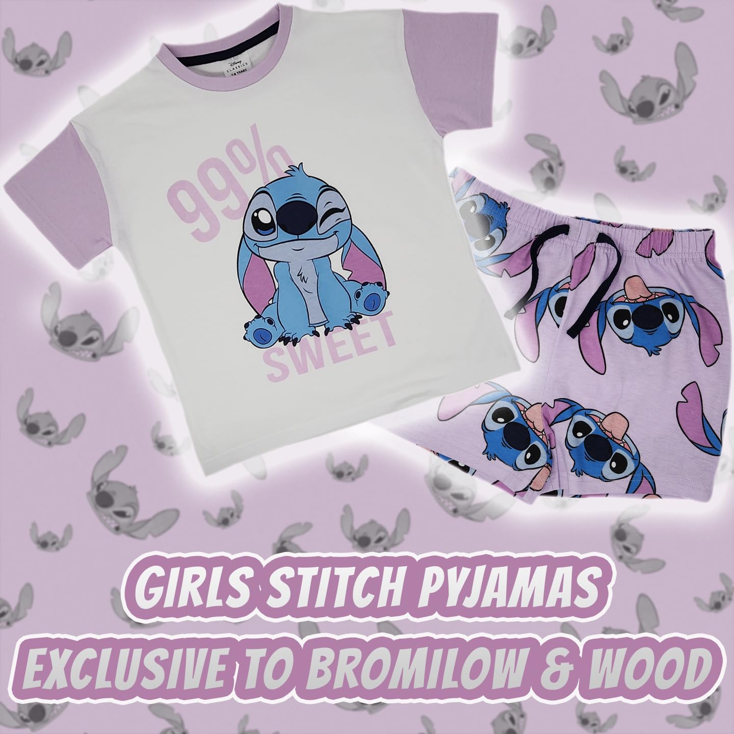 Disney Pijama de Manga Corta Lilo & Stitch para niña - 100% algodón