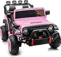 Vista 1 de Camión eléctrico de 2 plazas, 24 V, 4 x 4, juguete para niños de 4 a 8 años con control remoto, neumáticos EVA, color rosa claro