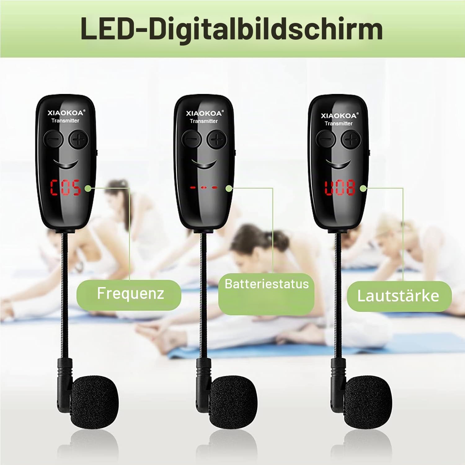 Wireless Mikrofon Headset,UHF Duale Kabellose Mikrofone mit LED Digitalanzeige, Wiederaufladbares Drahtloses Mikrofon für Touristenführer/Dozent Lehre/Große Konferenzaktivitäten