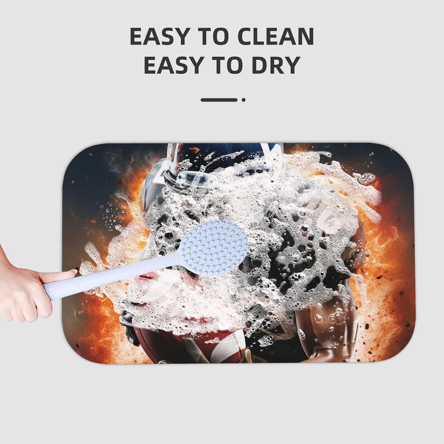 Stone Bath Mats Cool American Football Diatomaceous Earth Bath Mat Super Absorbent Bathroom Floor Mat Quick Drying Diatomite Shower Mat for Shower Bathtub Bathroom Accessory 19.7x31.5in