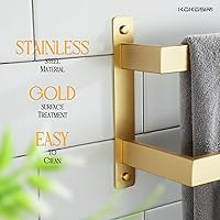 Vista 4 de KOKOSIRI Barras para toallas de baño de 2 niveles tipo escalera oro cepillado Rieles para toallas de 32 pulgadas Soportes para toallas montados