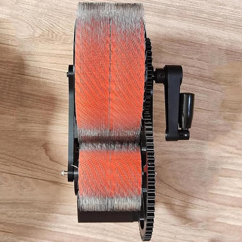 Máquina De Cardado Manual De Lana con Manivela,Base De Madera | Cardador Manual De Tambor Para Mezclar,Peinar,Hilar,Elimina Impurezas Fibra,Manualidades Fibra Lana