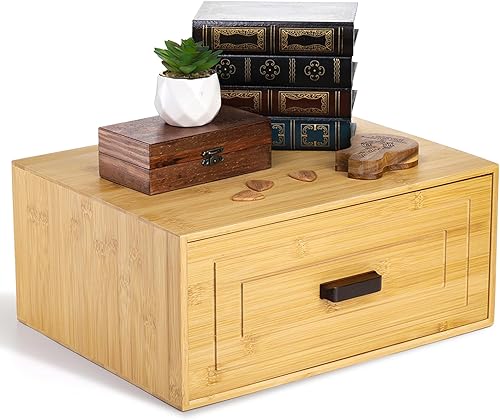 Kingrol Almacenamiento de cubos de bambú, organizador de cajones de escritorio apilable con asa, organizador de cubos de oficina en casa para