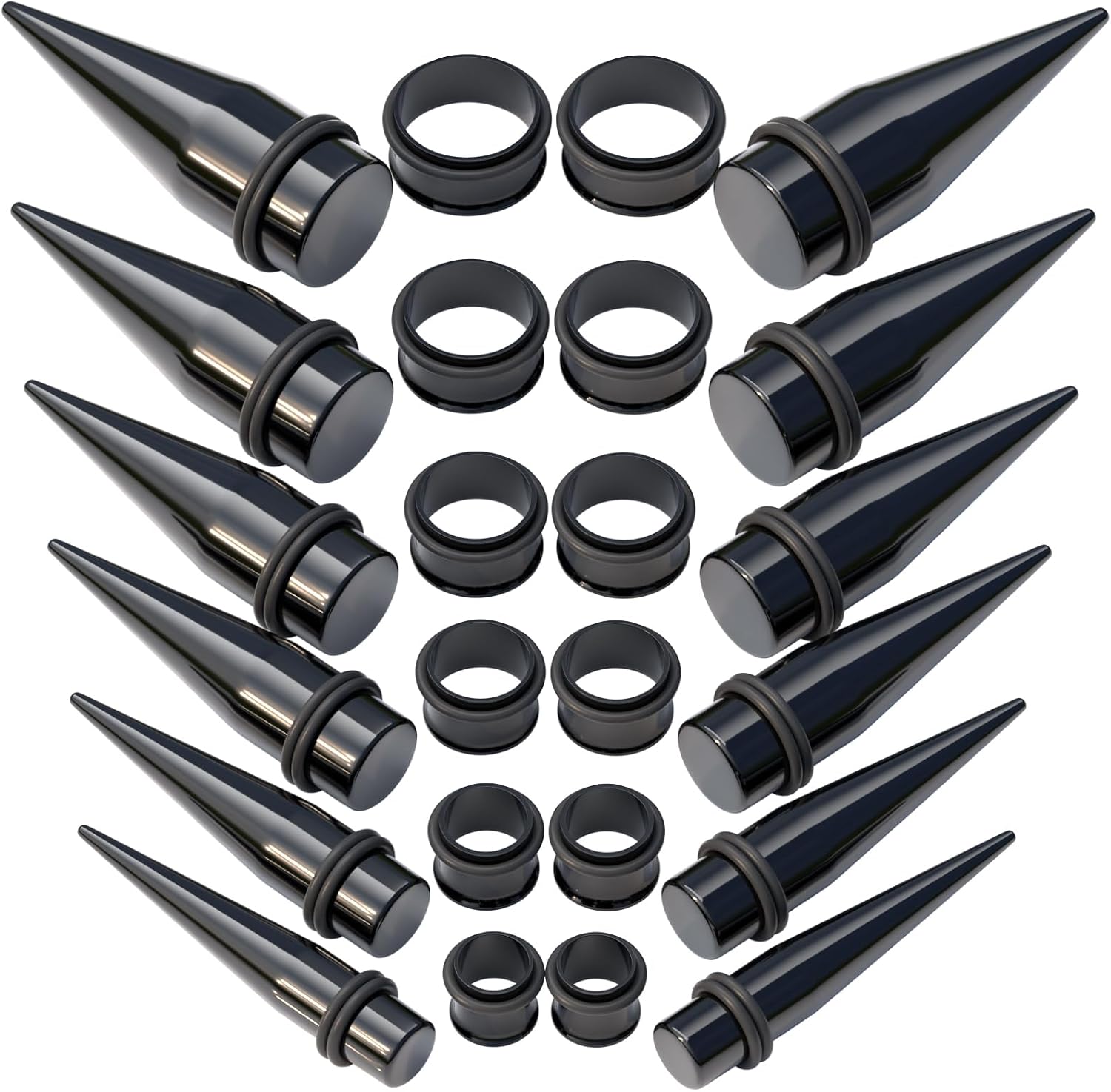 Gauge Ear Stretching Kits 00G-20mm Tapers Metal Tunnels Surgical Stainless Steel Piercing Jewelry