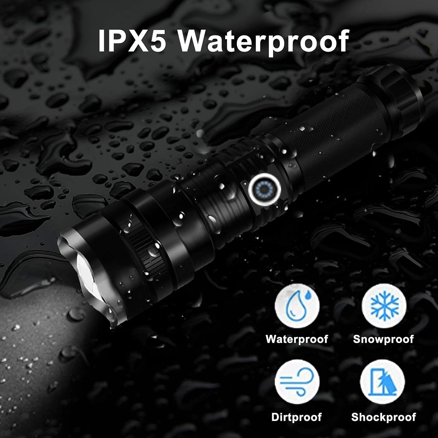 BERCOL LED Rechargeable Flashlights, 10000 High Lumens Bright Tactical Flashlight with 4 Modes, Zoomable, Waterproof Handheld Flashlights for Hiking/Camping/Hunting/Emergencies : Tools & Home Improvement