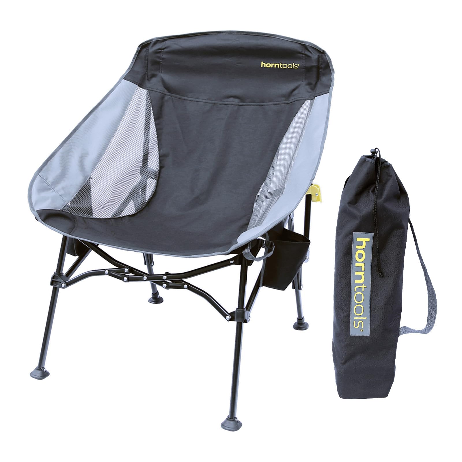 horntools Campingstuhl Faltbar 150 kg - Klappstuhl Robust & Leicht - Angelstuhl mit Getränkehalter & Tragetasche - Ideal für Camping, Outdoor & Wandern