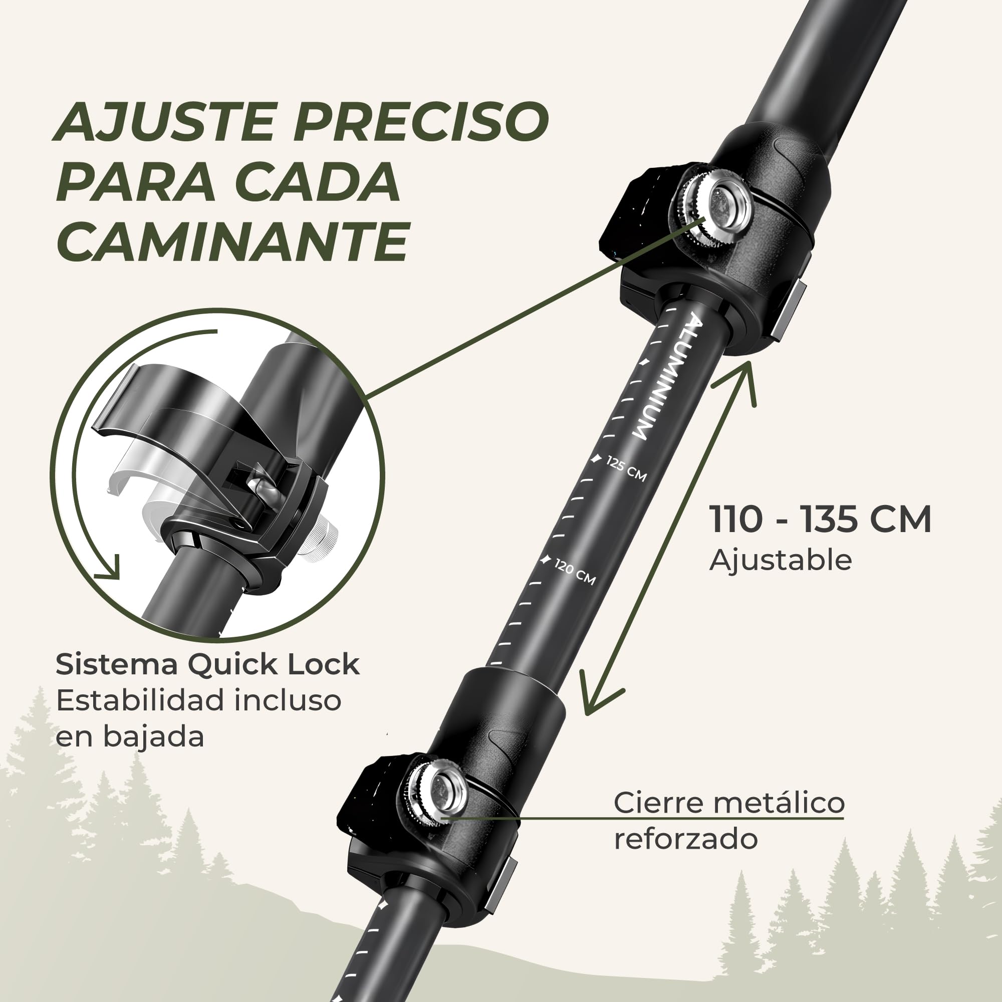 Bastones Trekking Telescópicos Carbono o Aluminio - Bastones Senderismo para Hombre y Mujer, Ultraligeros - Palos Senderismo con Mango de Corcho Natural