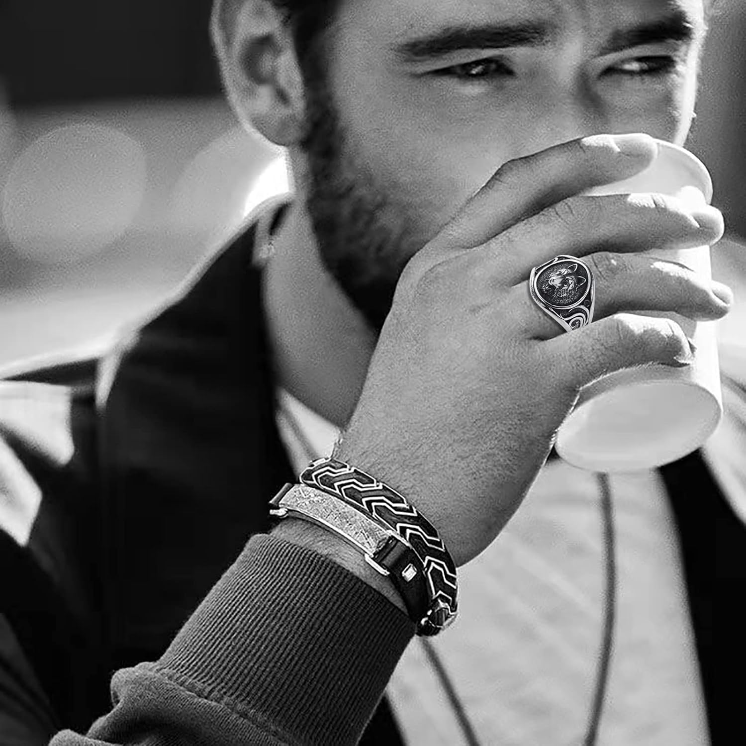 Viking Rings for Men Norse Viking Raven Runes Vegvisir Compass Amulet Ring Jewelry for Men Women Boys Size 7-13 image 5