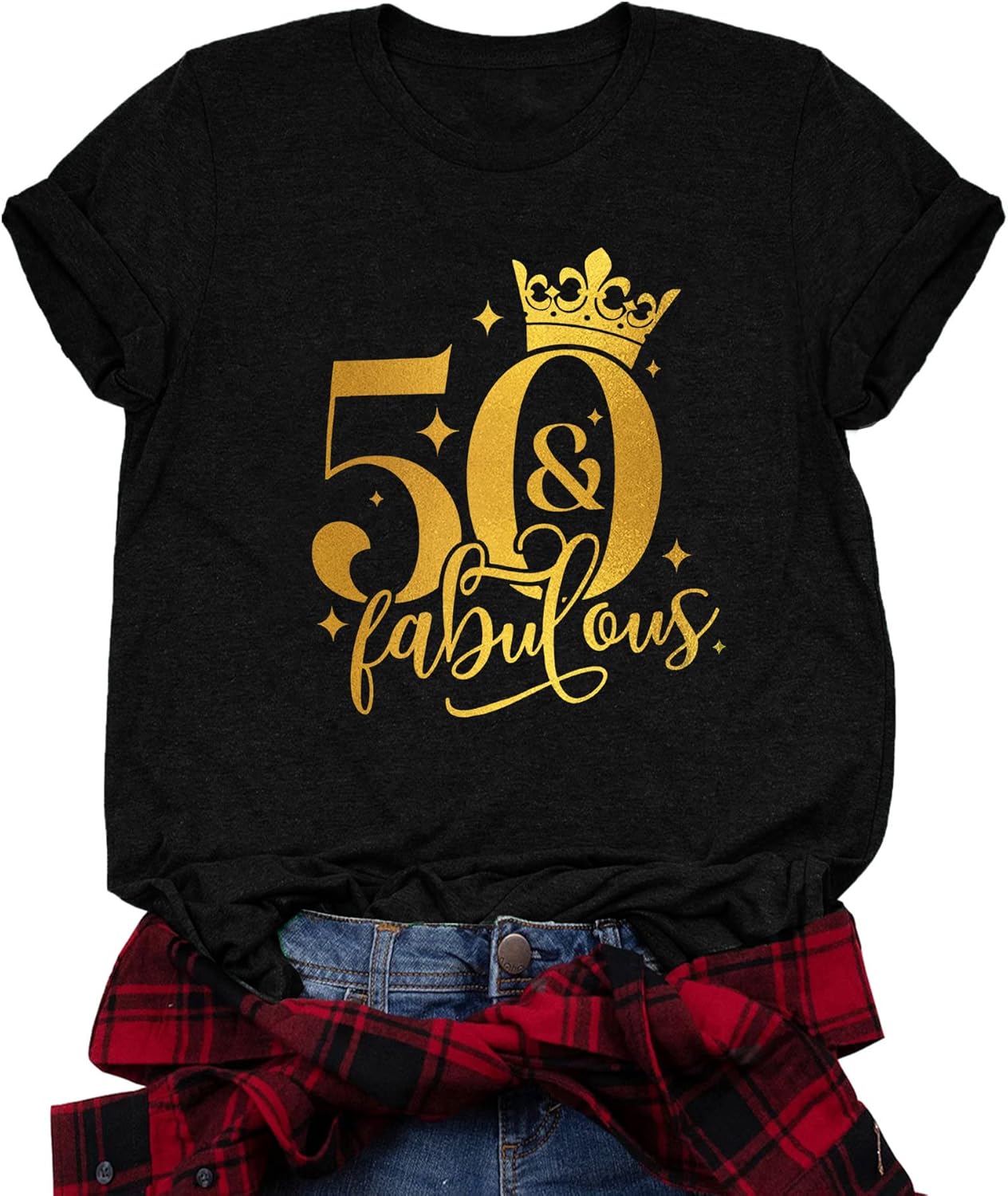 LAZYCHILD 50th Birthday Gifts for Women Fifty Birthday Shirts 50 Years Old Birthday Party Short Sleeve Graphic T-Shirt