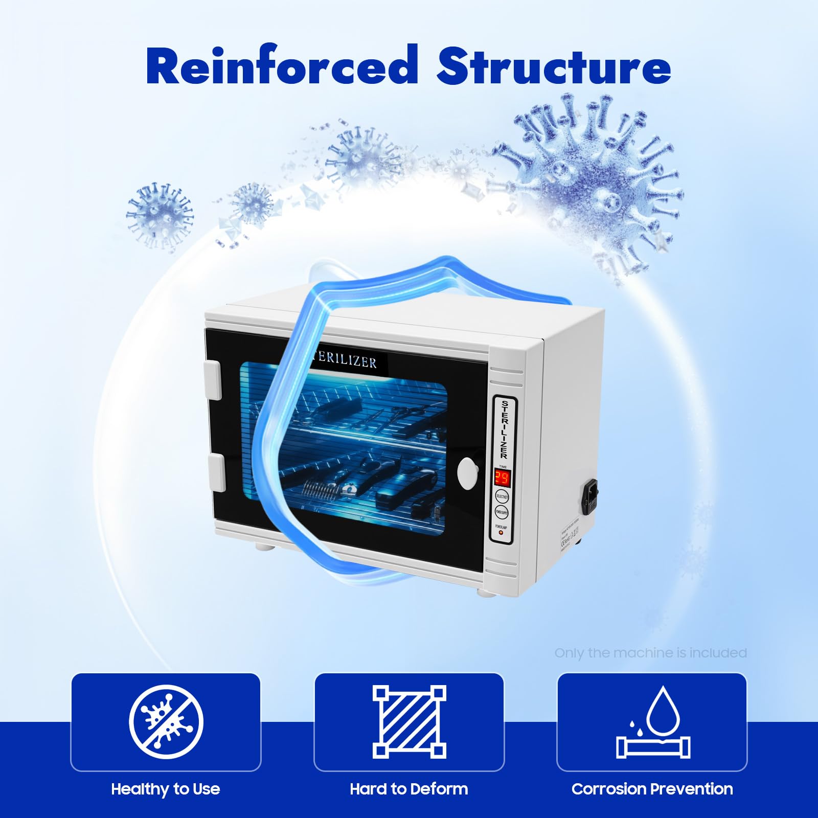 Armario Desinfection UV,Esterilizador de herramientas de uñas,Esterilizador ultravioleta de ozono de alta presión,2 niveles,Acero inoxidable Vidrio,Temporizador 5 60min, para pedicura, odontología