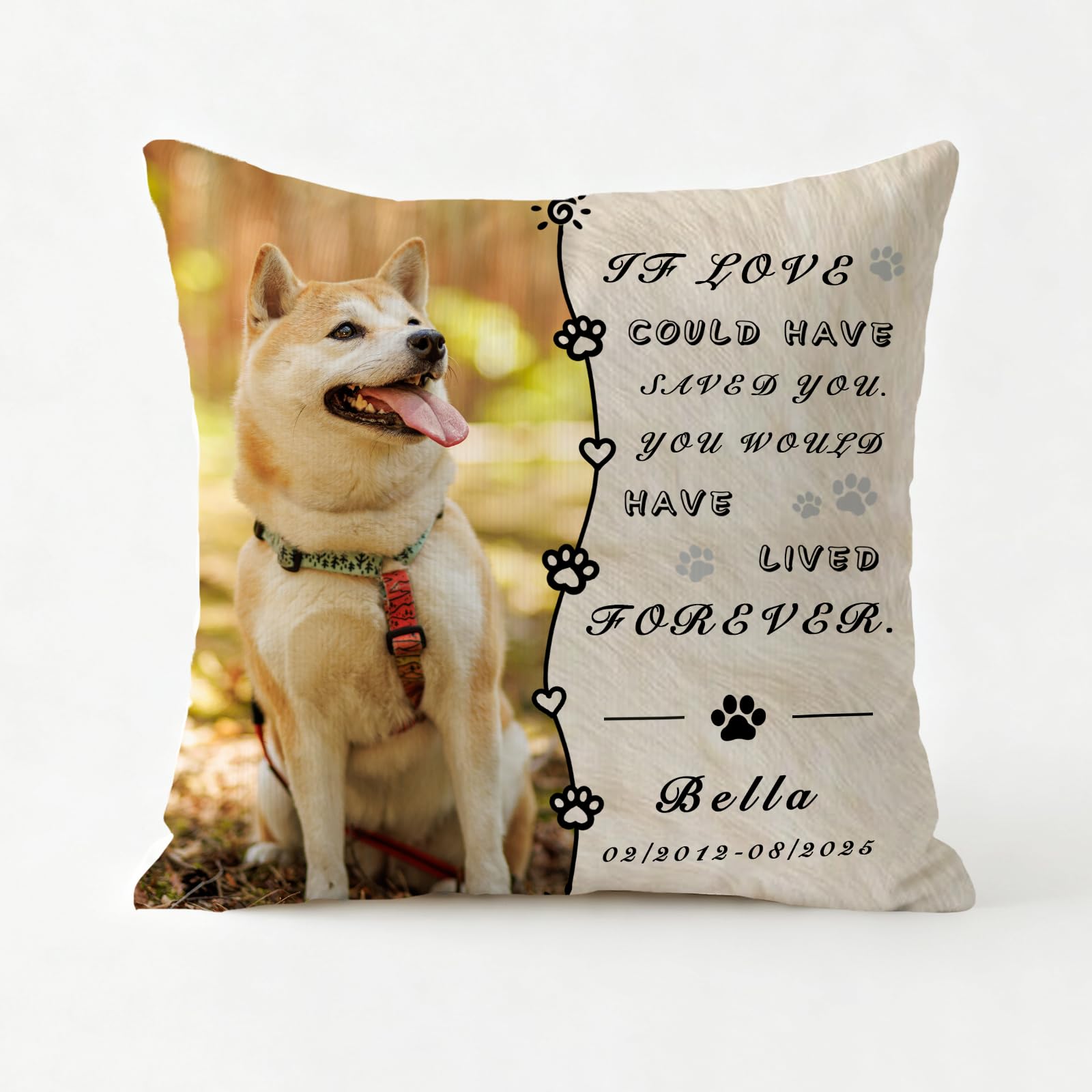 XIAYUEHUA Personalised Pet Memorial Throw Pillow with Photo, Custom Pet Memorial Gifts for Dogs Cats, Loss of Dog Sympathy Gift Dog Bereavement Remembrance Picture Pillow