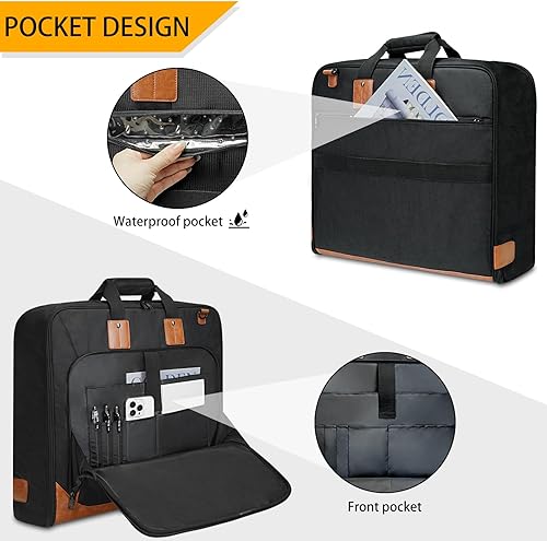 Miniatura 4 de Noozion Bolsa de ropa para viaje, grande, de cuero, bolsa de traje colgante, bolsa de viaje impermeable, bolsa de equipaje para hombres y mujeres