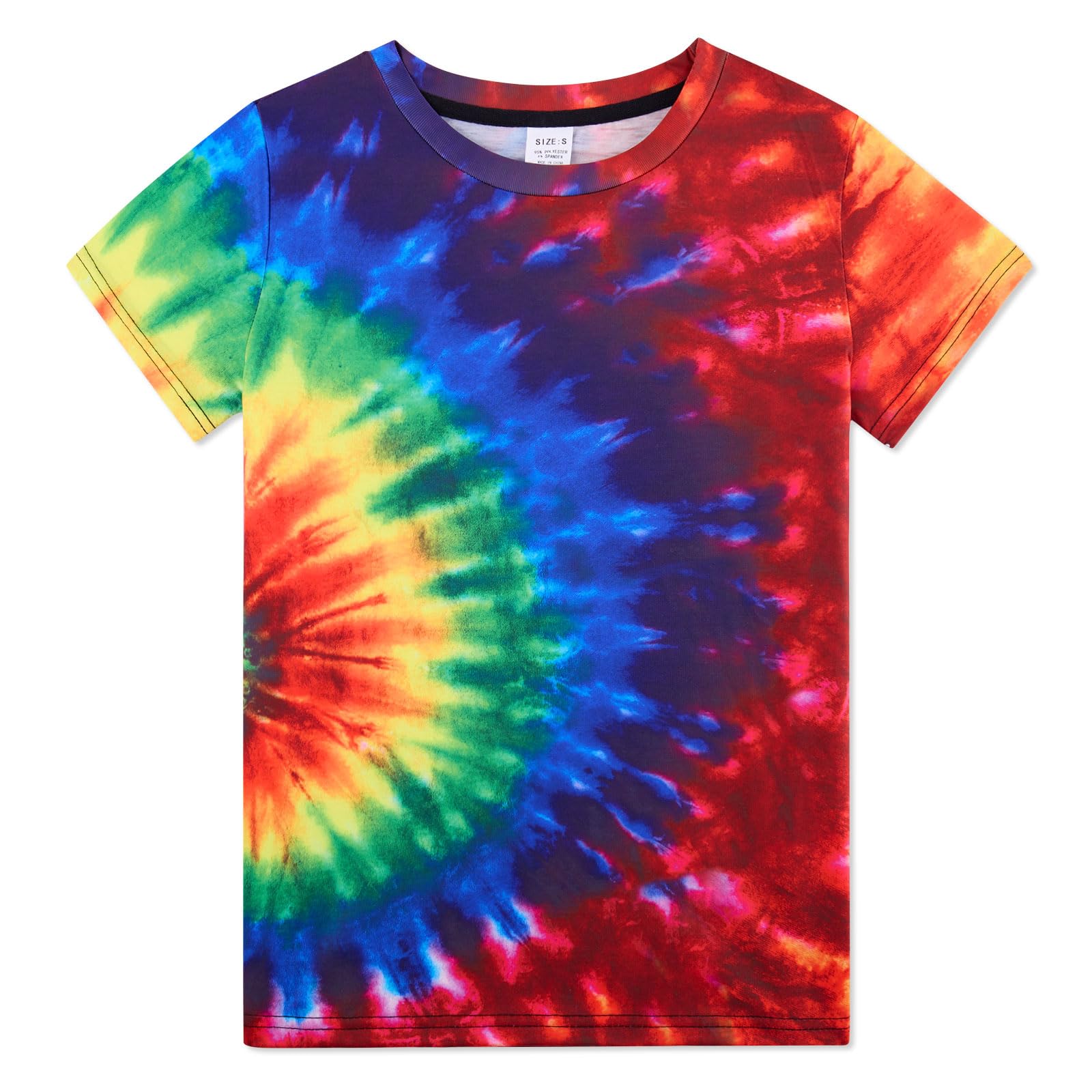 Boys Tie Dye Shirt Size 4-14 Hippies Senior Rainbow Tees T Shirts for Kids | Tees T shirts for Kids