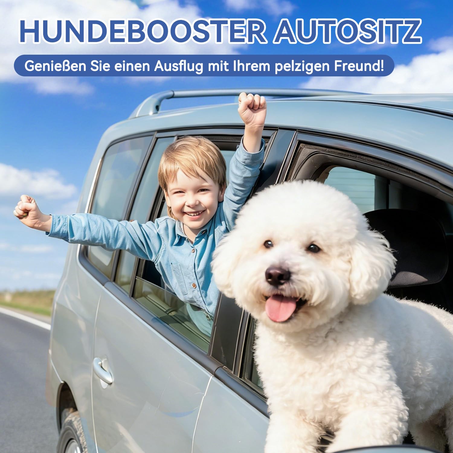 Hunde Autositz für kleine & mittlere Hunde – Abnehmbarer, waschbarer Hundesitz bis 30lbs, mit Staufächern & Sicherheitsgurt als reversibles Hundebett