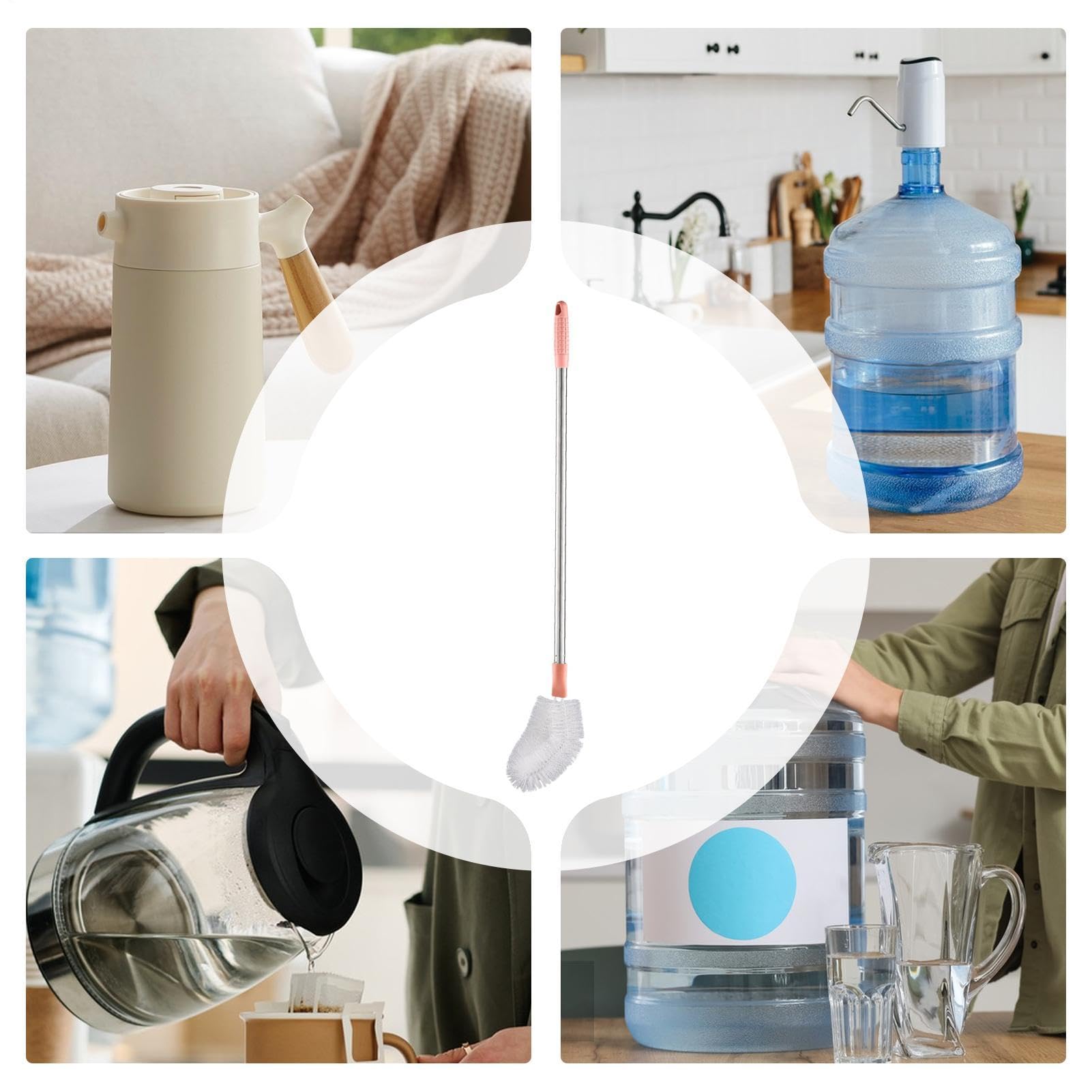 Flaschenbürste – 70 cm Eimer Bürste mit flexiblem Kopf, langer Flaschengriff | für Eimer Haus Spüle Badezimmer Küche Karaffe 3 und 5 Gallonen