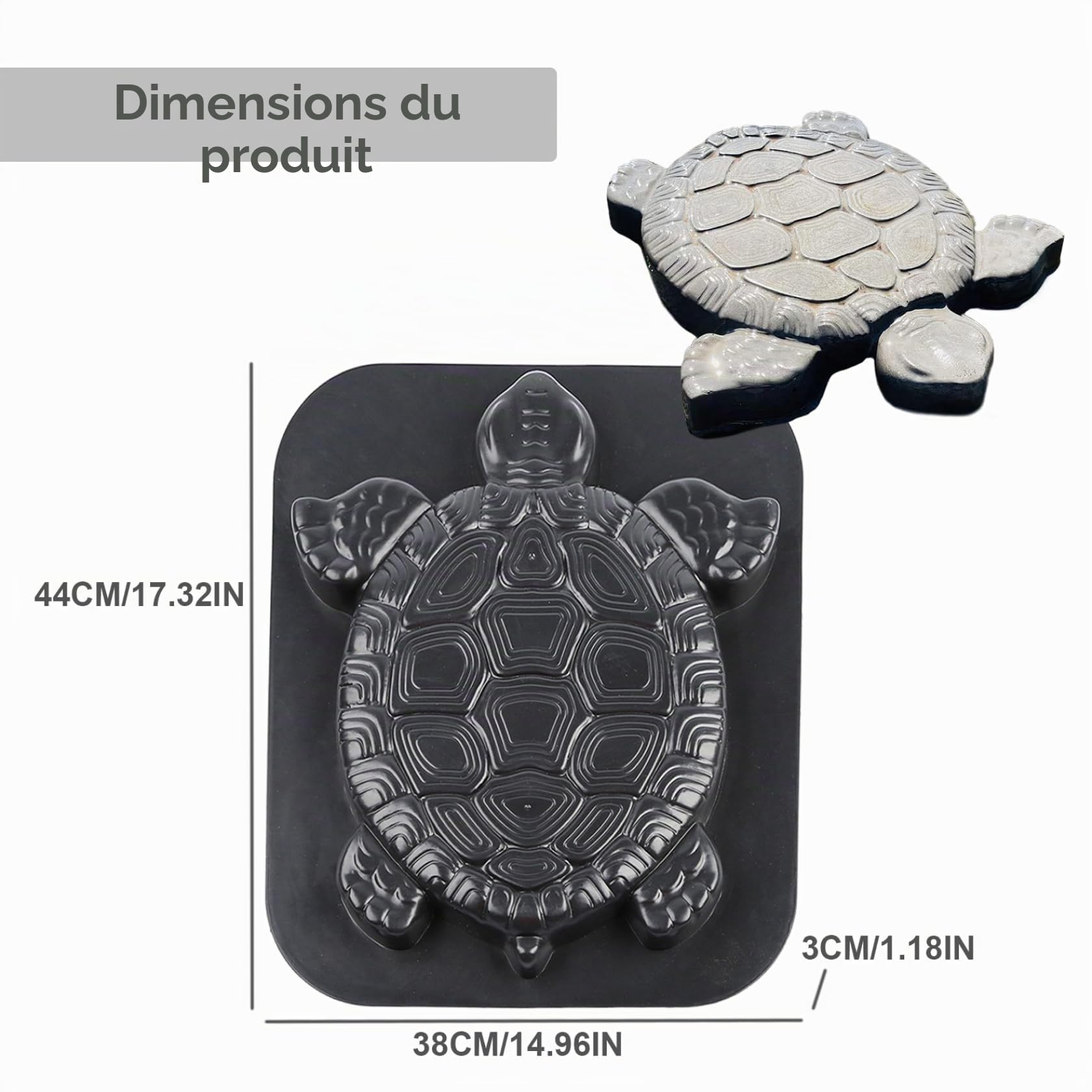 Moules à pas japonais pour béton et ciment 17x15'' Moule à béton en forme de statue de tortue Moule à pas japonais facile à utiliser pour allées et chemins de jardin Moule à béton Moule à ciment Moule