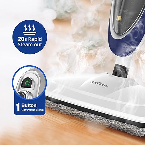 Miniatura 3 de Trapeador de vapor con vaporizador de mano desmontable todo en uno, 11 accesorios, cable de alimentación de 23 pies, vapor de 3 niveles, limpiador