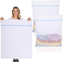 2 PCS Large Mesh Laundry Bags with Zips, 90x110cm Reusable Laundry Bags for Washing Machine Washing Bags for Laundry Delicates Wash Bags for Sweater, Coat, Lingerie, Travel Organizer(XXXL, White)