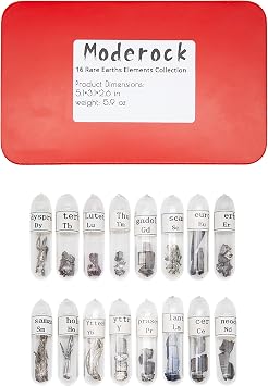 Rare Earths Elements Periodic Collection, 99.99% Purity, for Display Science, Students, Education, Teaching, Gift (Set of 16)