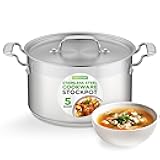 NutriChef 5-Quart Stainless Steel Stockpot with Lid- 18/8 Food Grade Heavy Duty Inox Large Stock Pot for Stew, Soup, Works w/ Induction
