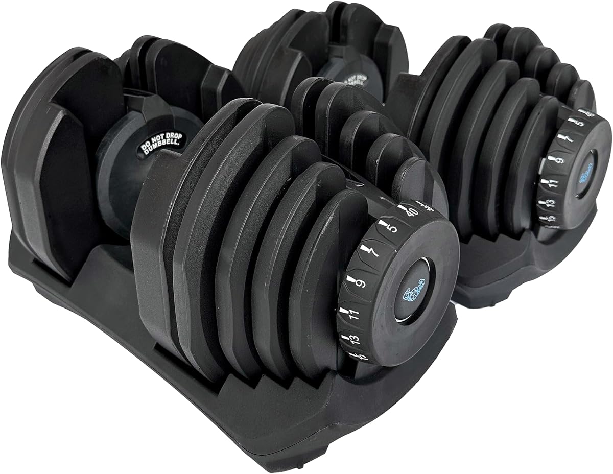 BRAINGAIN Adjustable Dumbbells Set – 15-in-1 & 17-in-1 Pairs | 24kg & 40kg Options | Space-Saving Home Gym Weights | Smart Click Technology | Durable Design