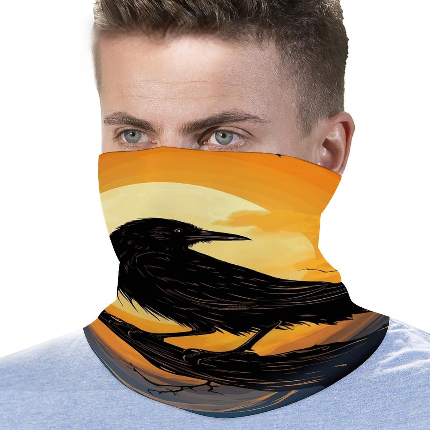Neck Gaiter Face Mask for Cold Weather Crow Face Cover Scarf for Men Women Elastic Headbands Wind-proof Bandana for Skiing Fishing Hiking Cycling
