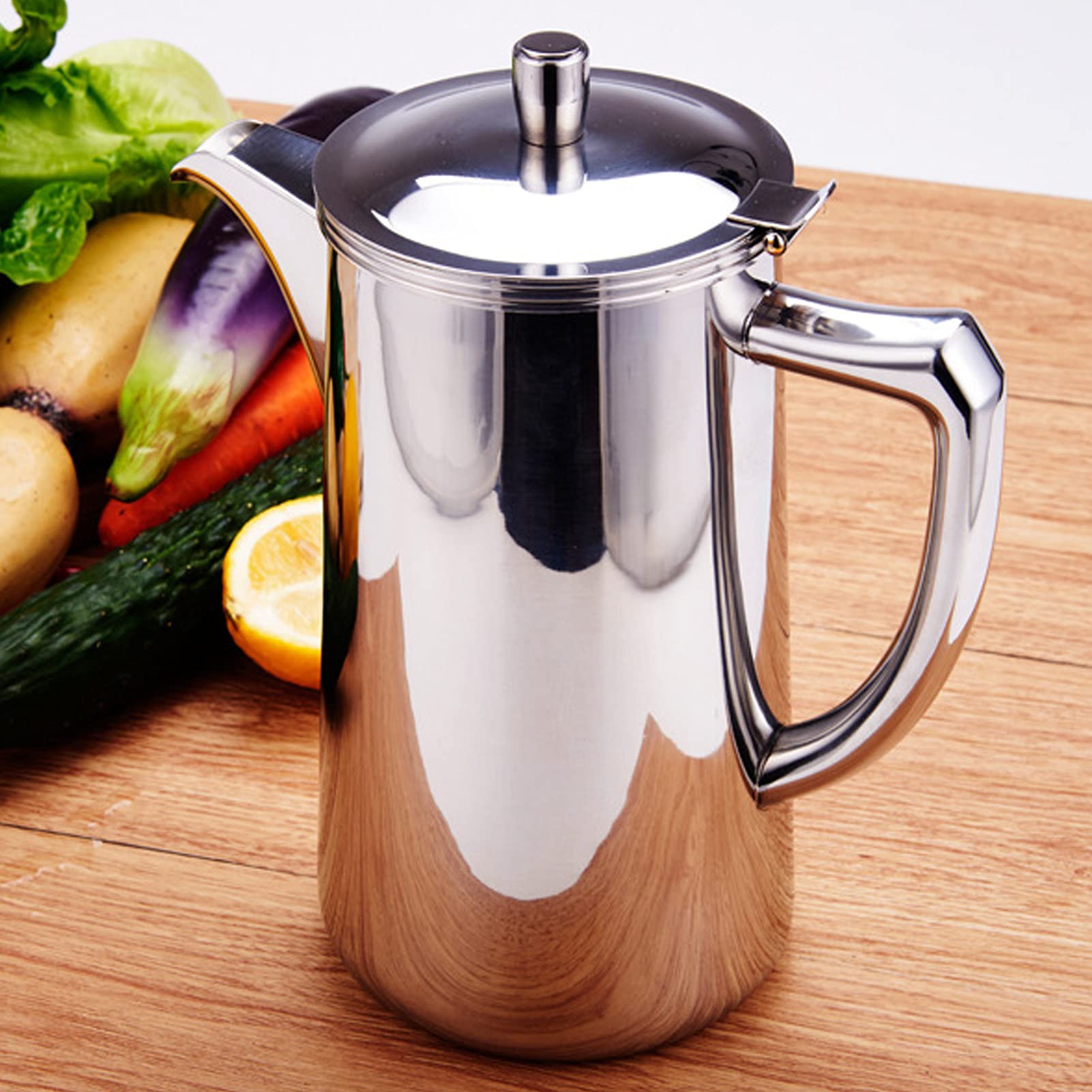 Generic Jarra de Agua, Jarra con de té de Tapa 2l Acero Inoxidable Hervidor de Agua Fría Botella de Multifuncional Tetera de café con para para el Restaurante café Jugo de