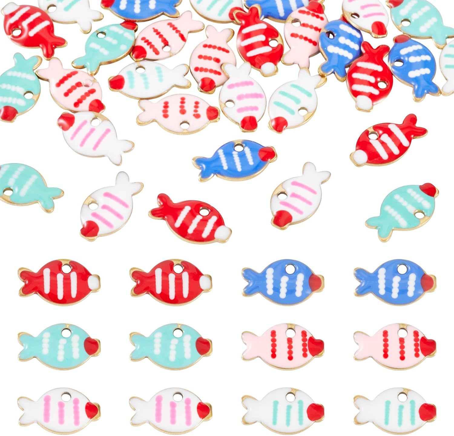 Craftdady 30Pcs Enamel Fish Charms Golden Ocean Fish Charm Colorful Stainless Steel Marine Life Sea Animals Charms for DIY Necklace Earrings Bracelets Crafts Jewelry Making, 6 Colors