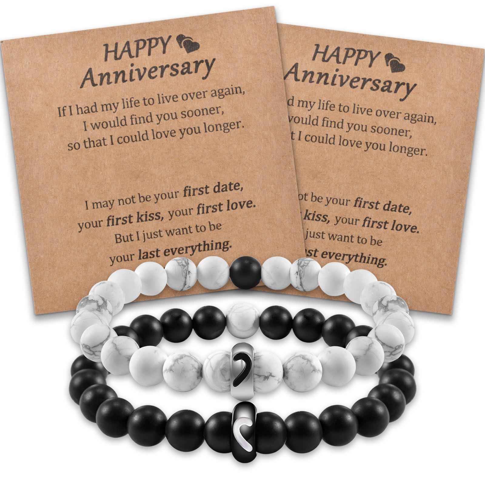 CheersLife Pulseras para Parejas Regalos de Pareja Pulseras Pareja Relación Distancia Pulsera para Amigo Regalo para Mujeres Hombres Amigos Novio Novia Pareja Pulsera 2PCS