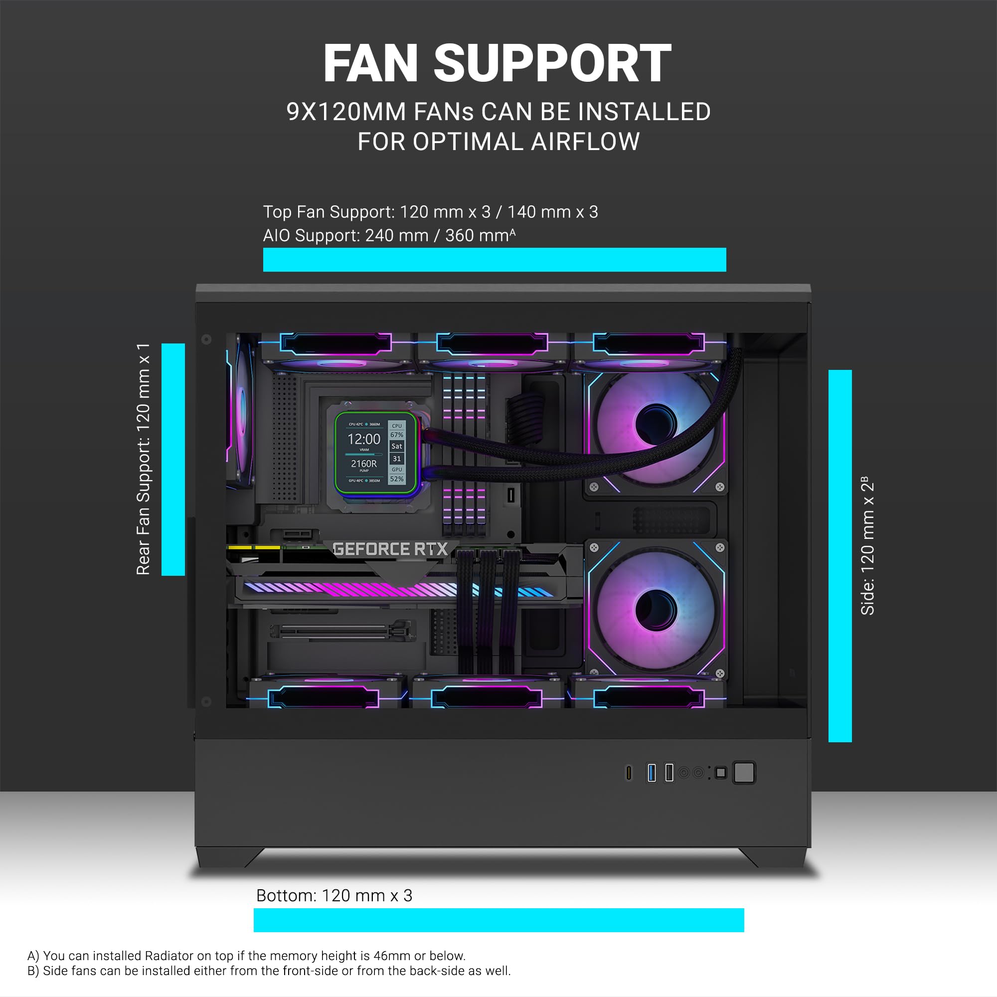 Ant Esports Crystal X6 Lite - Black Gaming Case -5