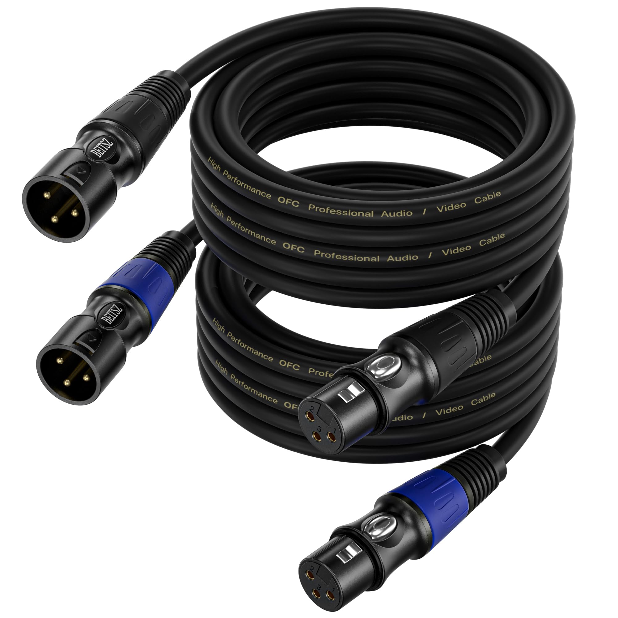 5M XLR Cables 2 Packs, XLR Male to Female Microphone Cable for Studio Recorder, Mic, Mixer, Speaker System, Phantom Power